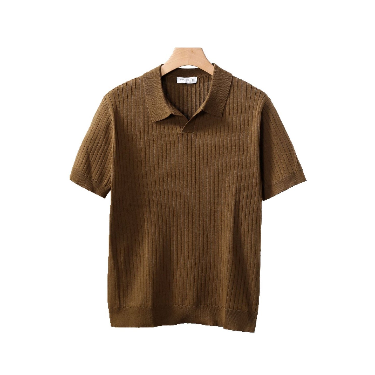 American Lapel Sunken Stripe Jacquard Sweater