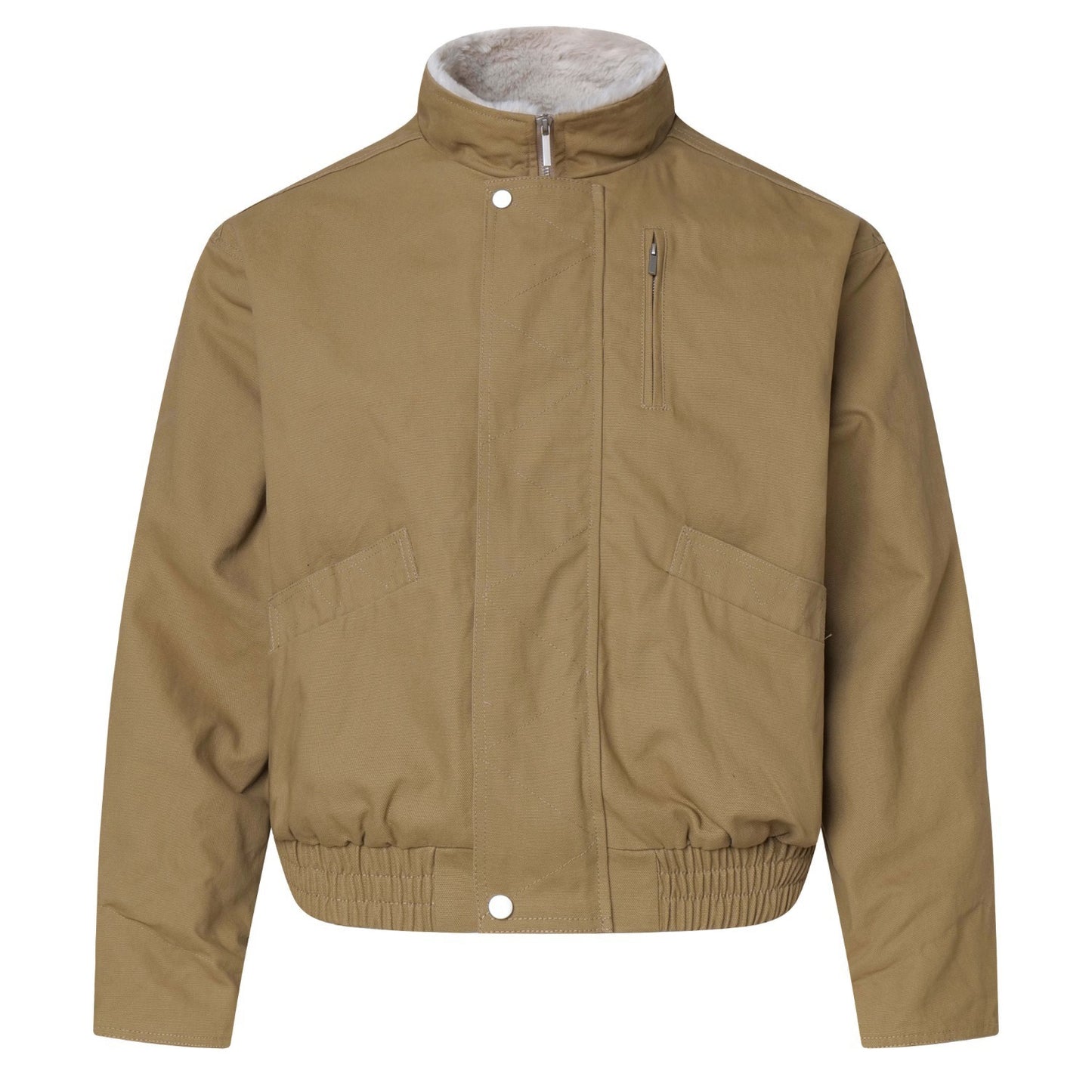 Retro Barn-style Stand Collar Work Jacket For Men And Women