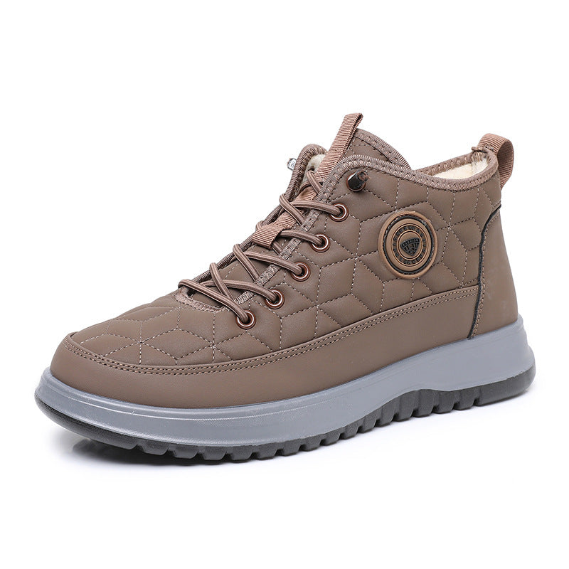Fleece-lined, Insulated Snow Boots With A Thick Sole And Round Toecasual Athletic Shoes