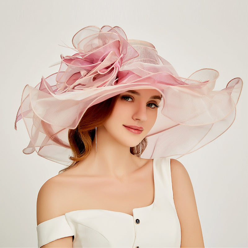 Ladies British European And American Style Multicolor Organza Hat