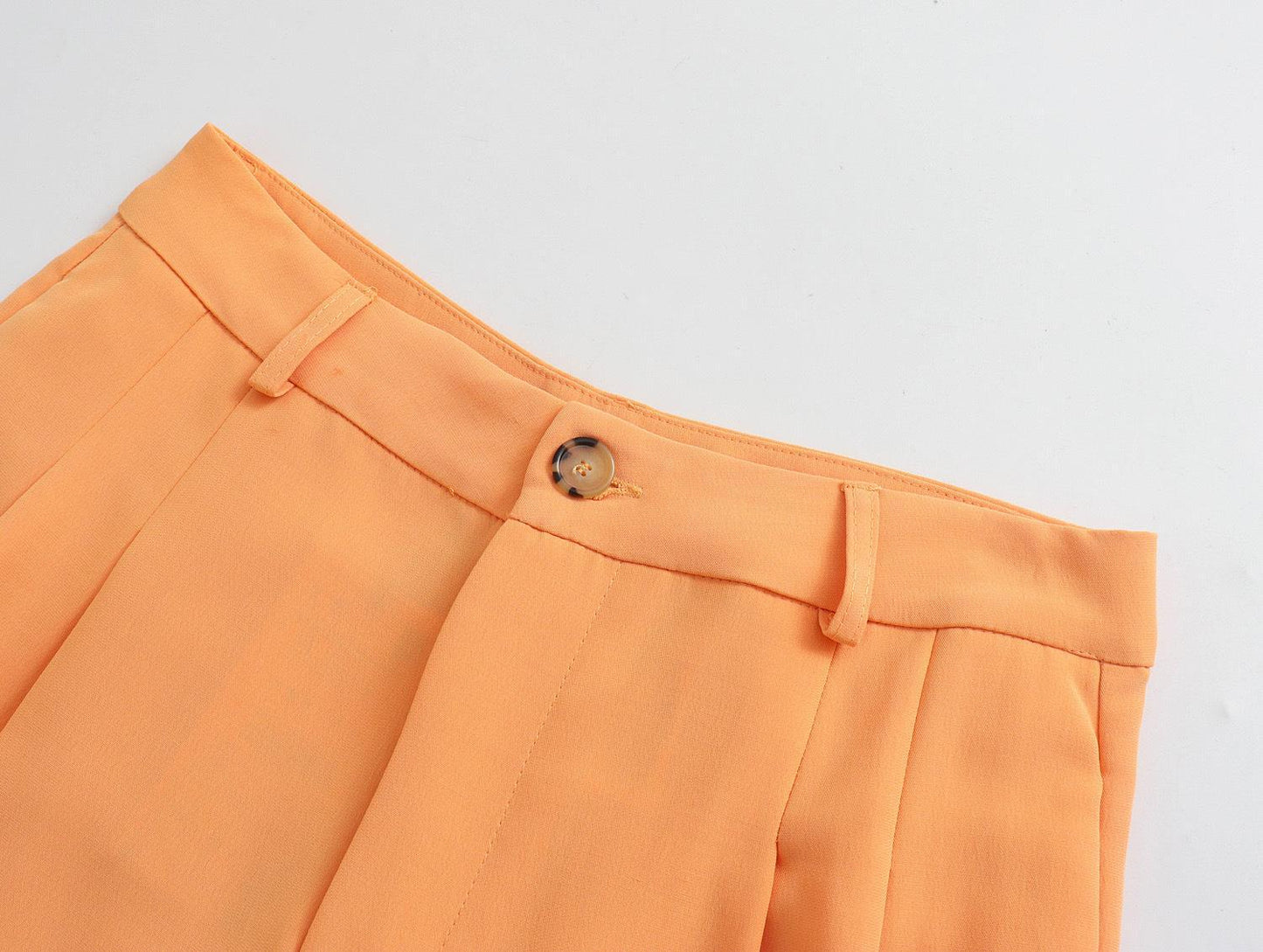 Pleated Suit Pants High Waist Straight Trousers