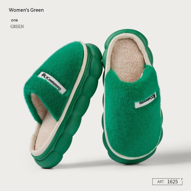 Fleece-lined Platform Velvet Winter Non-slip Slippers