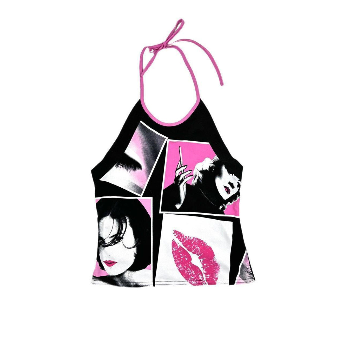European And American-style Bold Color-block Sexy Backless Slim-fit Tank Top For Sassy Girls