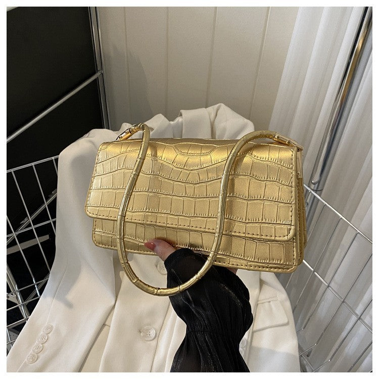 Women Shoulder Bgas Stone Pattern Solid Color Elegant Bag