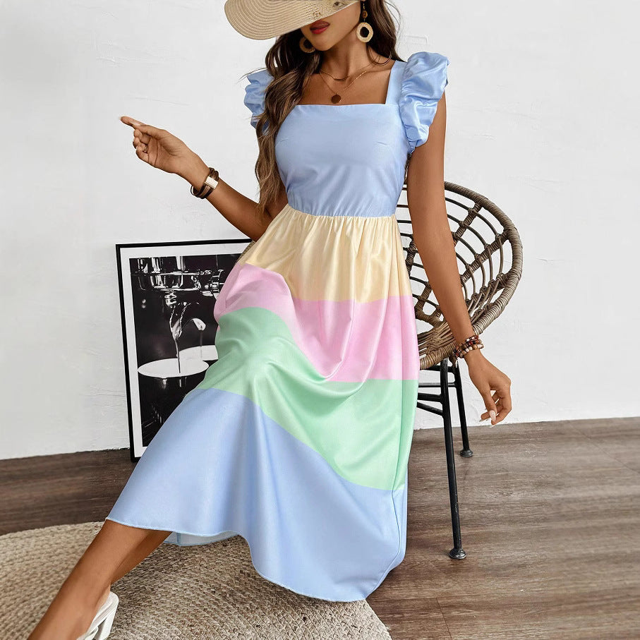 Womens Patchwork Everyday Resort Dress