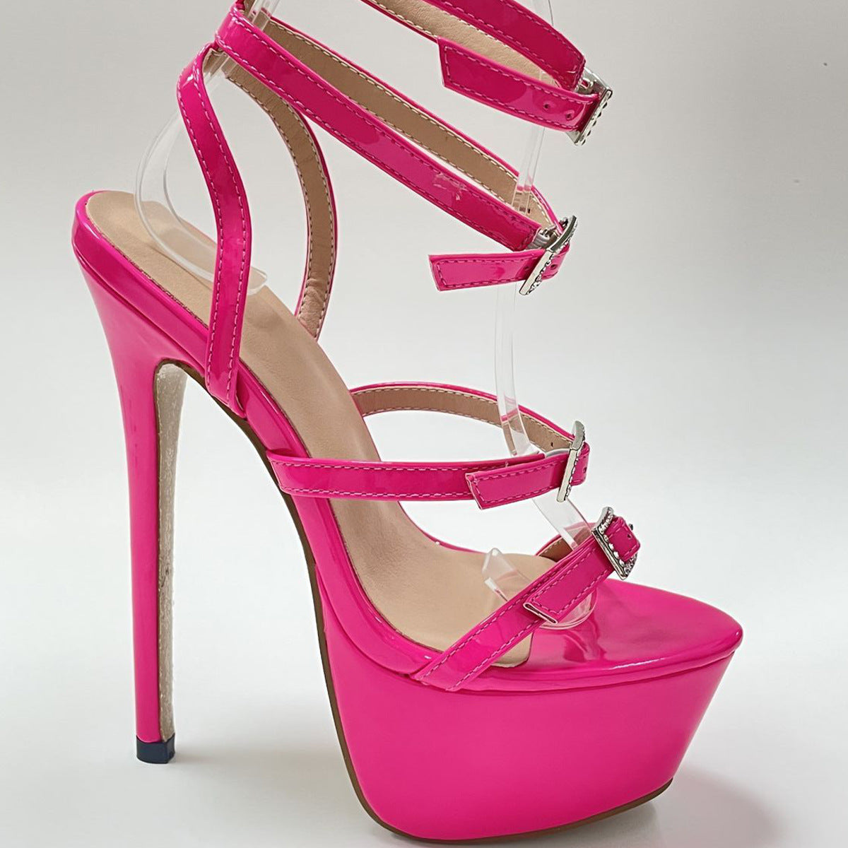 16CM High Heel Rhinestone Buckle Platform Buckle Wedding Sandals