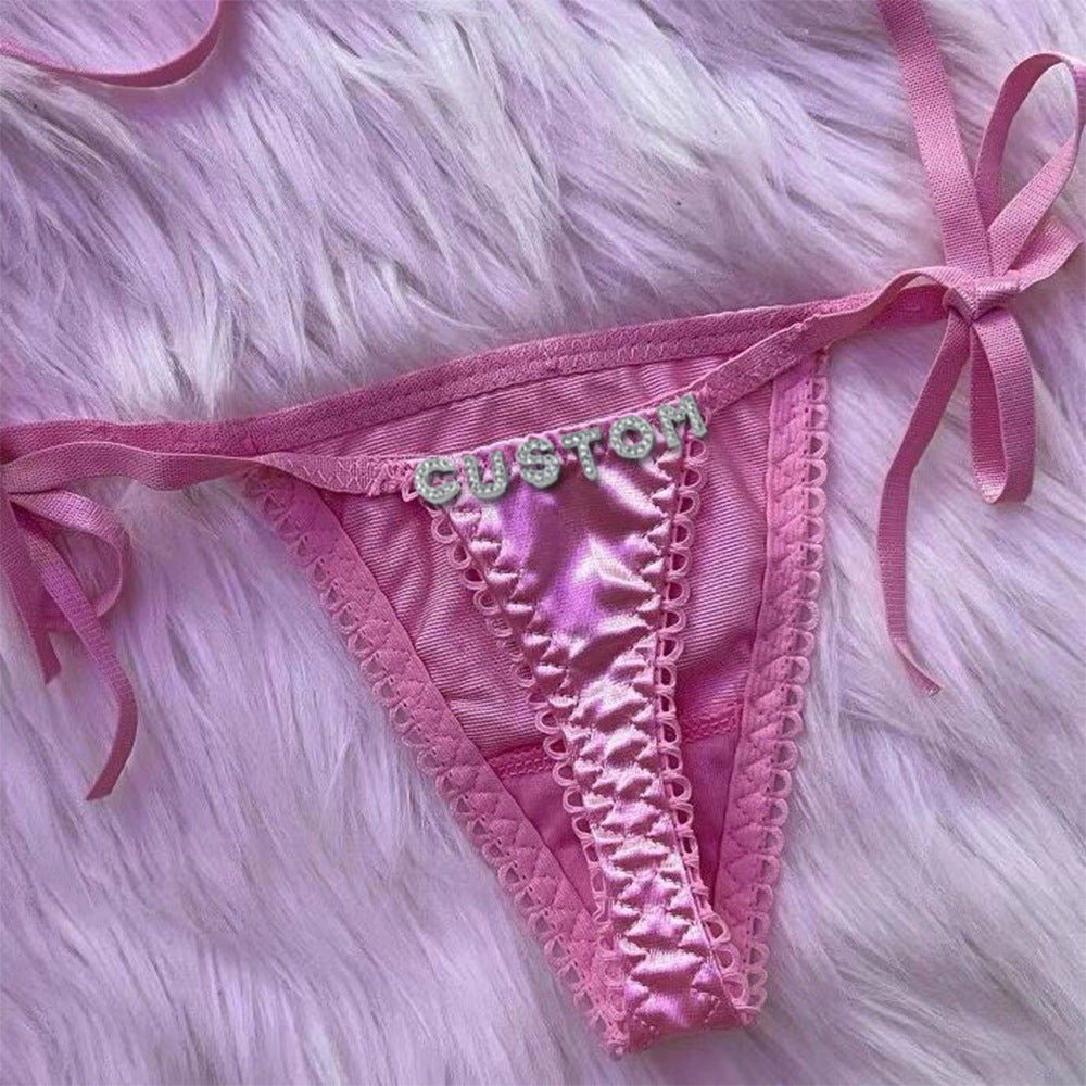 Women's Transparent Low Waisted Lace Up Thong