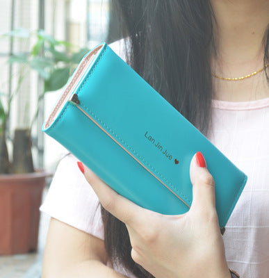 Tri-fold women's long wallet