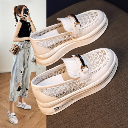 Inner Heightening Single Shoes All-match Net Yarn One Pedal