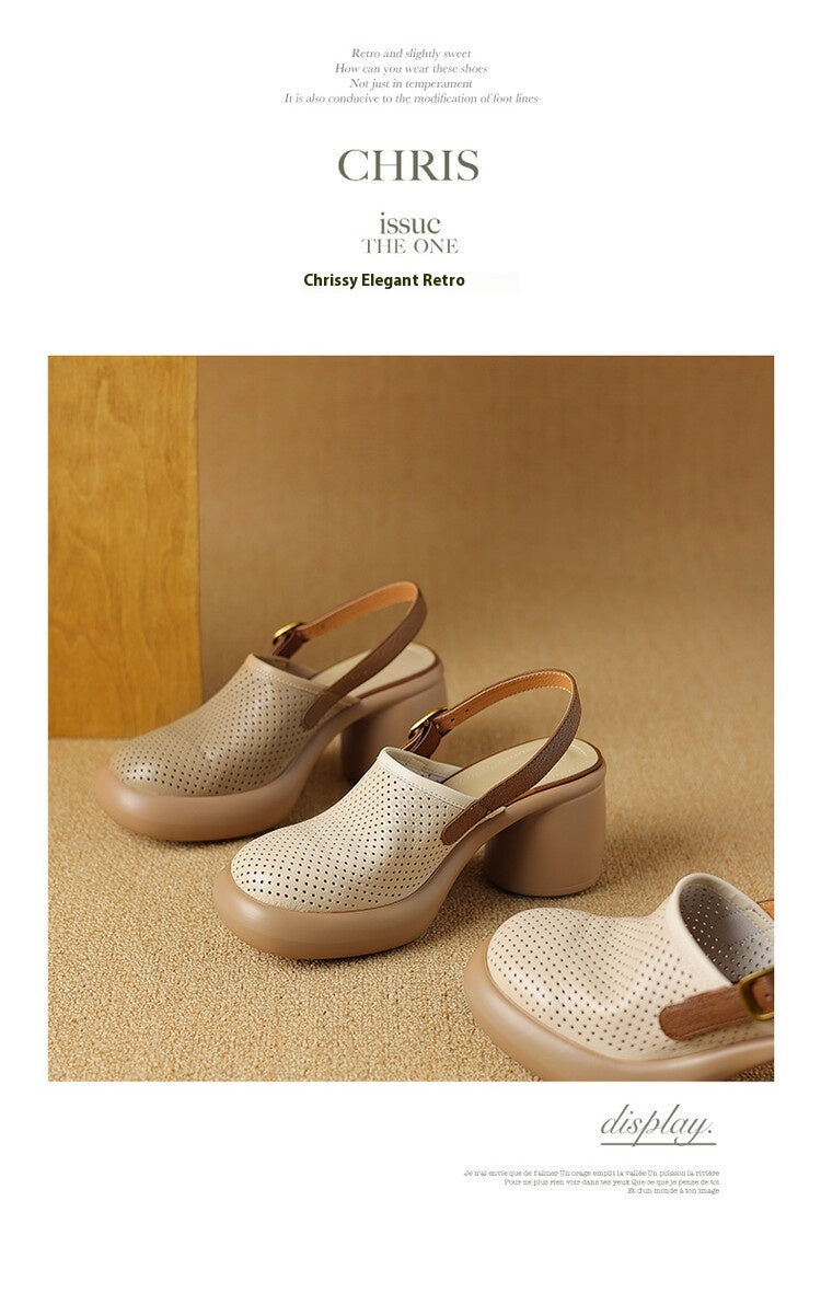 Closed Toe Platform Hollow-out Sandals Women's Round Toe