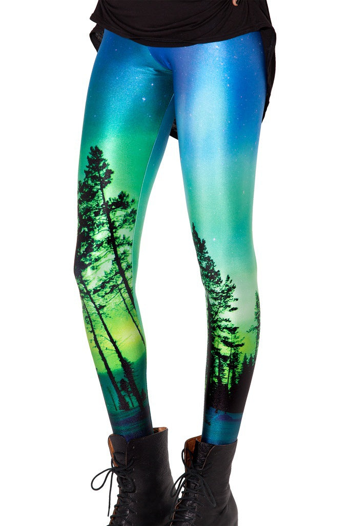 Blue Sky White Clouds And Sea Digital Printing Leggings