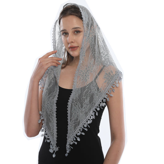 Korean Lace Monochrome Triangle Shawl