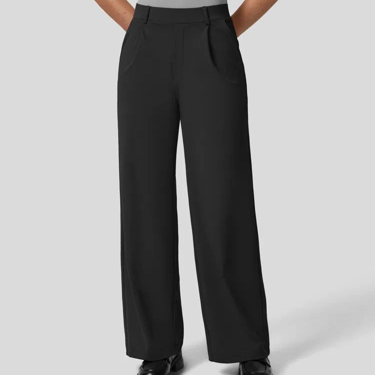 European And American High Waist Pocket Cropped Straight Pants