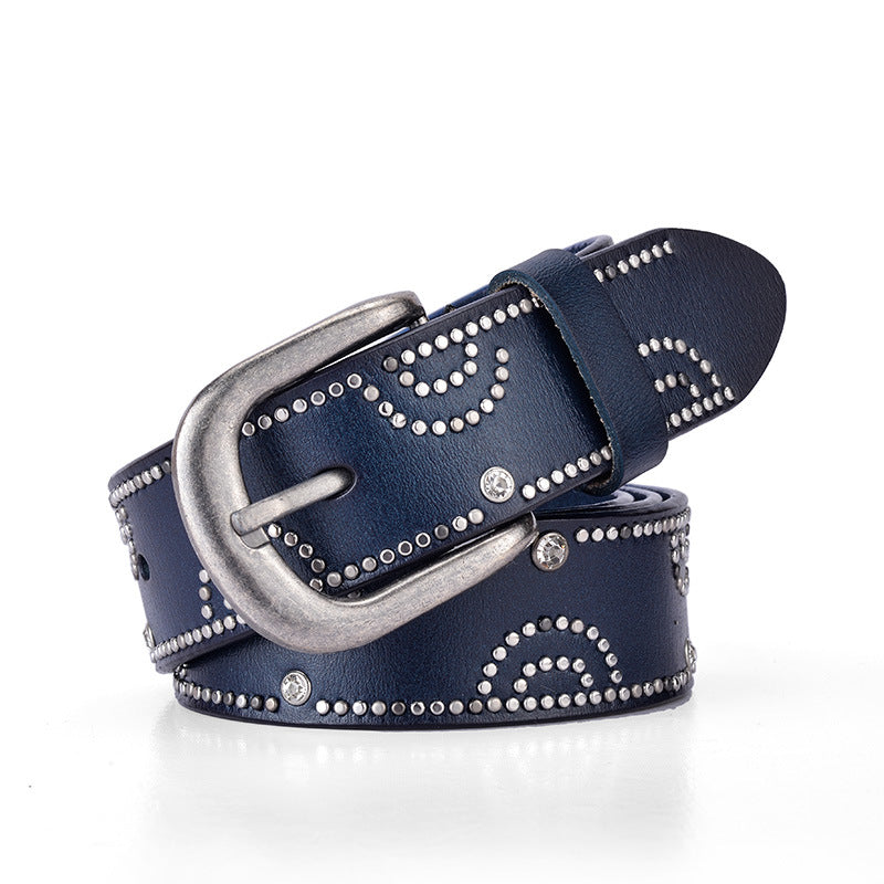 Girly Pants Belt With Rhinestone Inlaid Alloy Pin Buckle