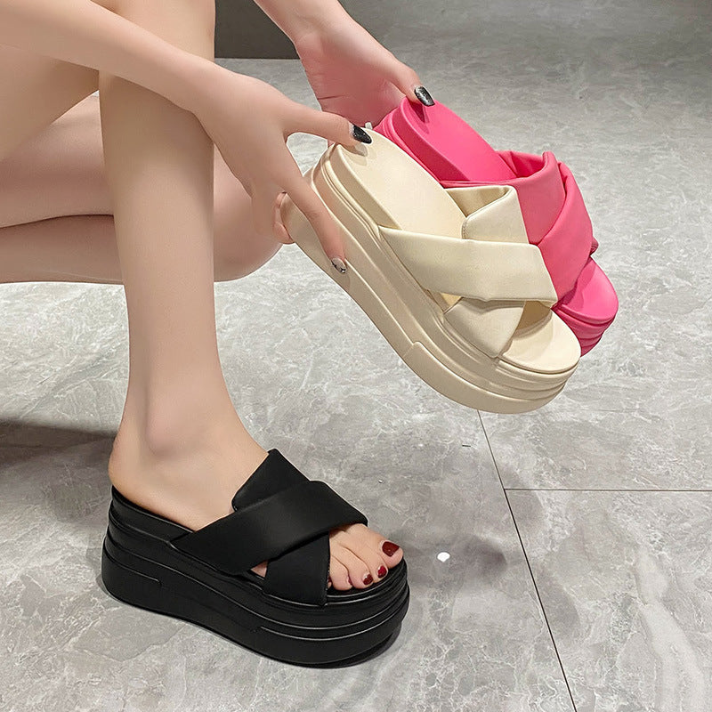 Sandaler til kvinder med tyk sål og rund tå til sommer