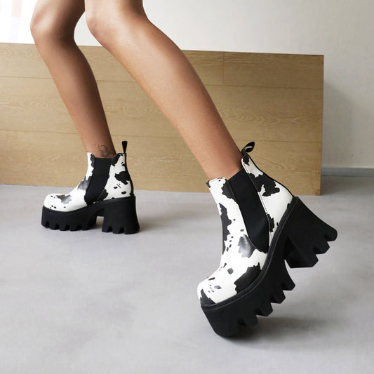 New Autumn And Winter Thick Soled Short Tube Women's Boots Punk Style
