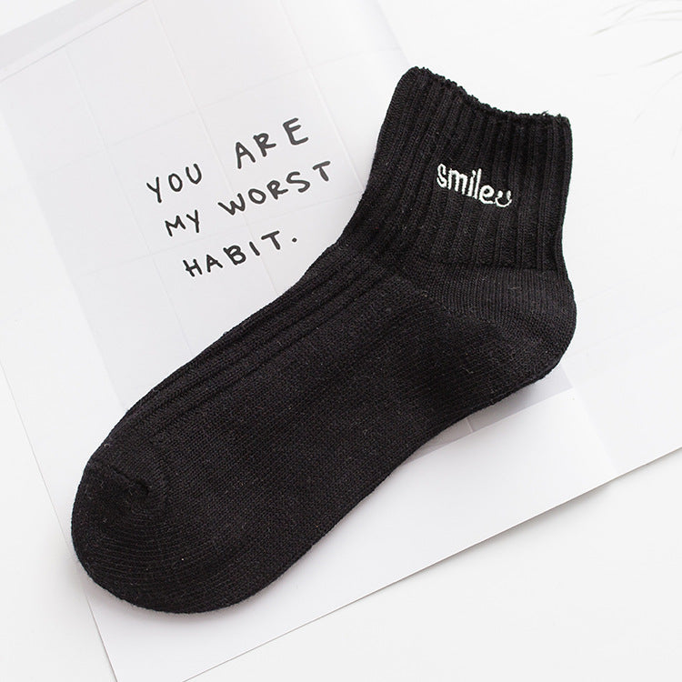 Letter embroidery cotton socks