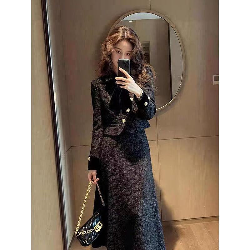 French-style Commuter Outfit Blazer And Skirt Two-piece Set