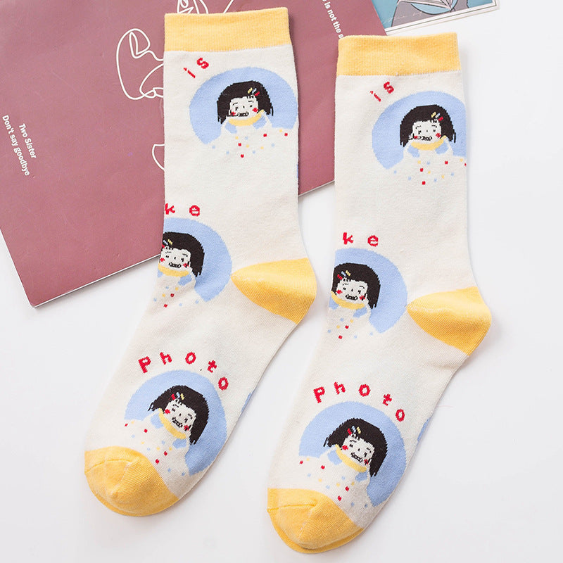 Autumn and winter anti-friction personality cartoon socks