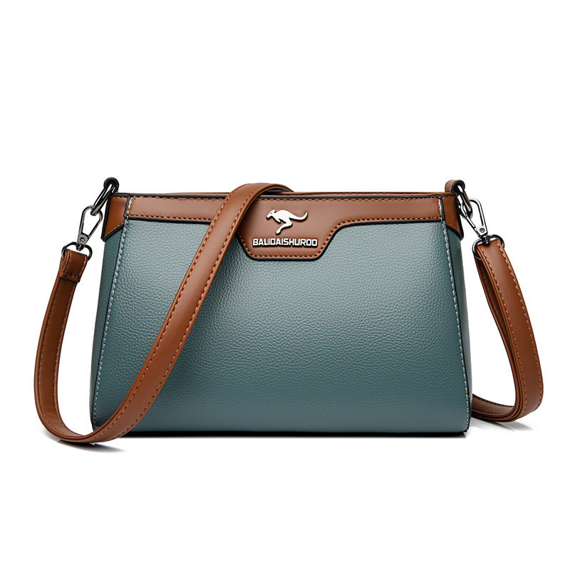 One Shoulder Blød Læder Lille Firkantet Syning Kvinder Crossbody Taske