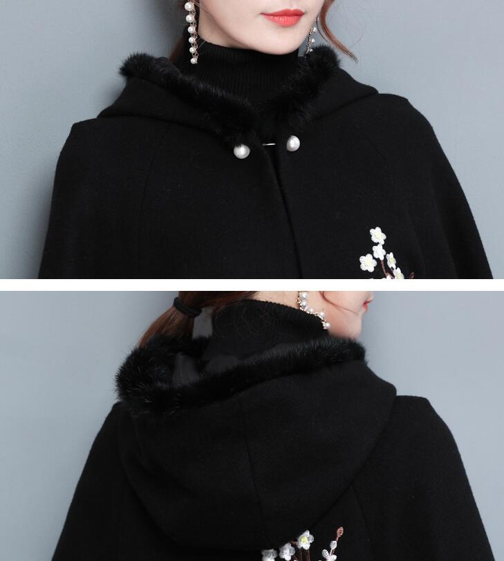 Style Women's Embroidery Flower Cloak Shawl Cloak
