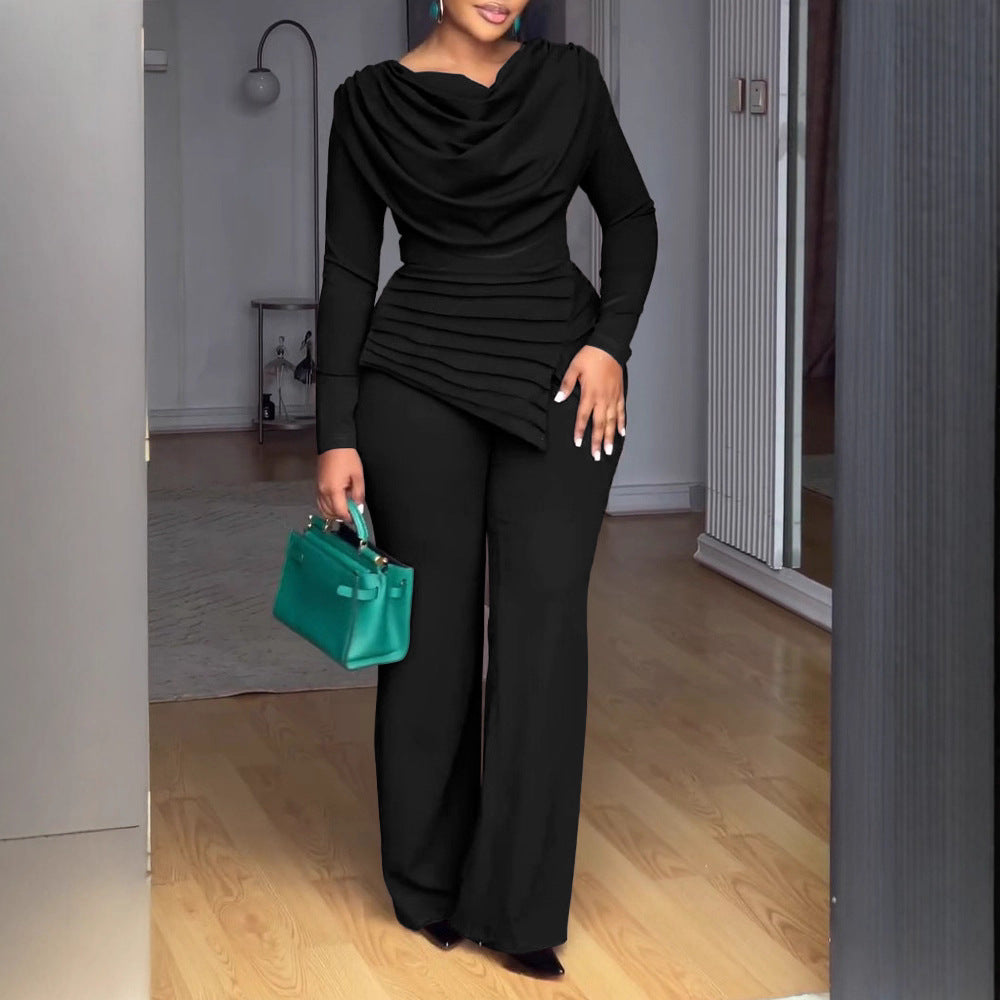 Straight-leg Pants Long Sleeve Women's One-piece