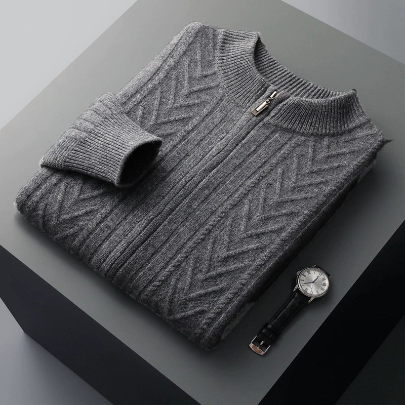 Autumn And Winter Half-high Collar Men's Thick Sweater Coat Cardigan Top