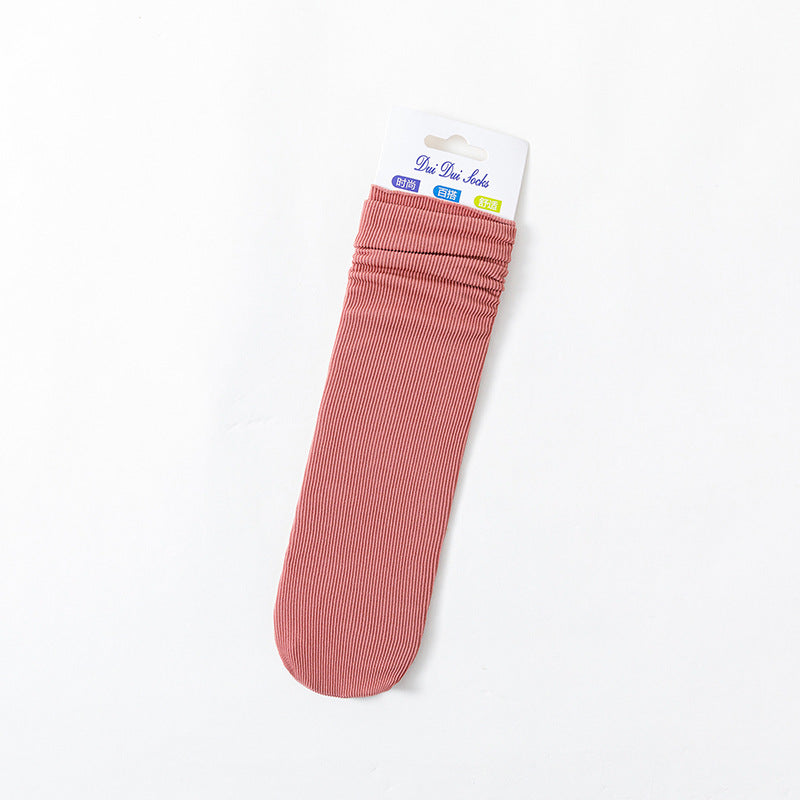 Ladies Velvet Solid Color Loose Mouth Socks