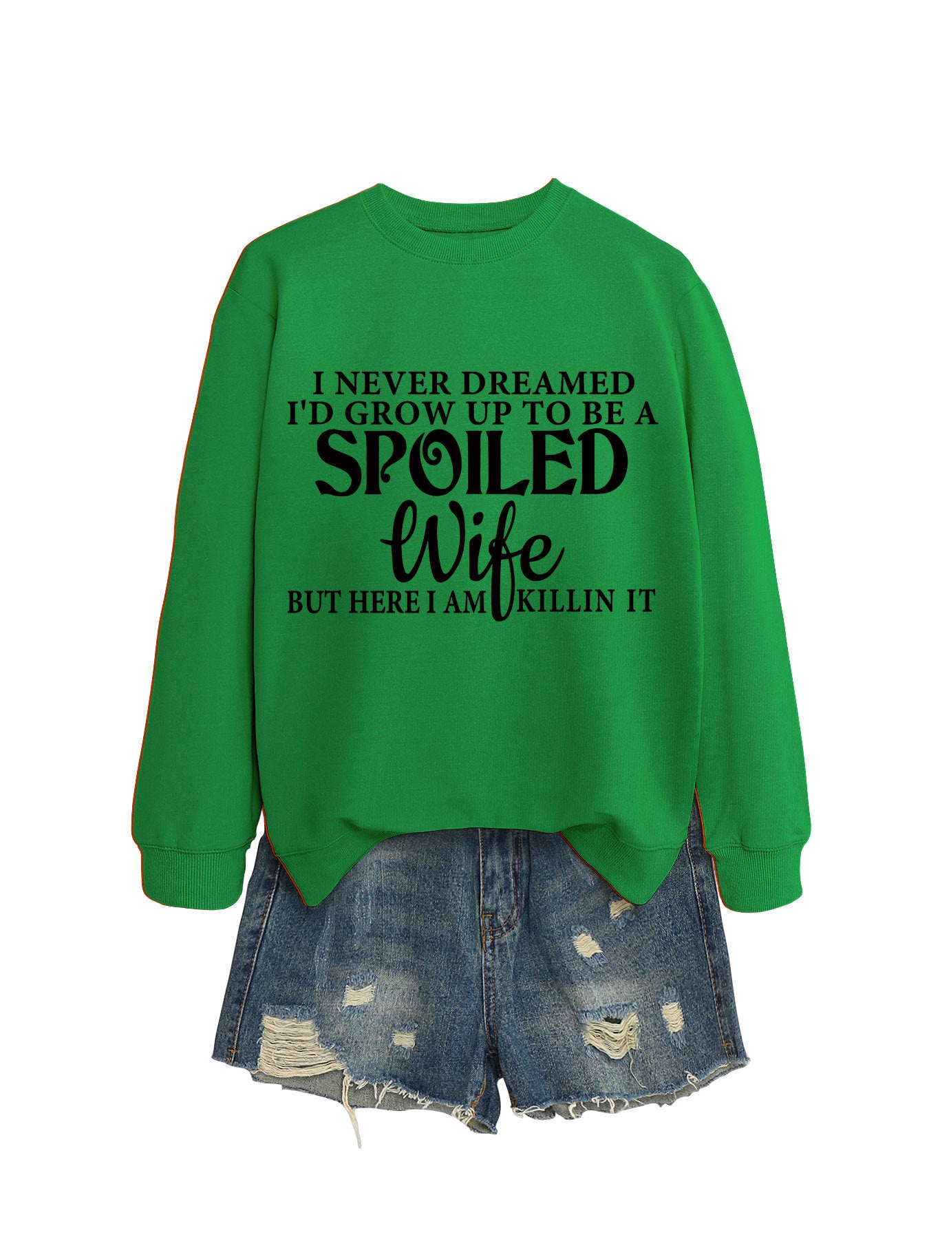 Casual Letters Printed Crew Neck Sweatshirt Women