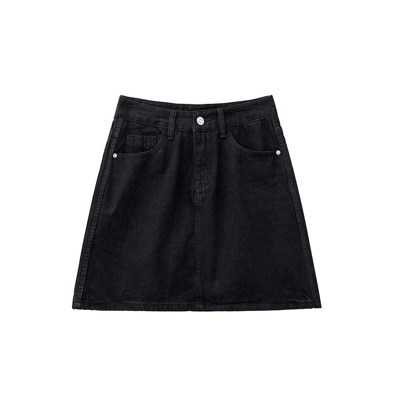 Three-color Ribbon A- Line Skirt High Waist Lining Anti-exposure Skirt