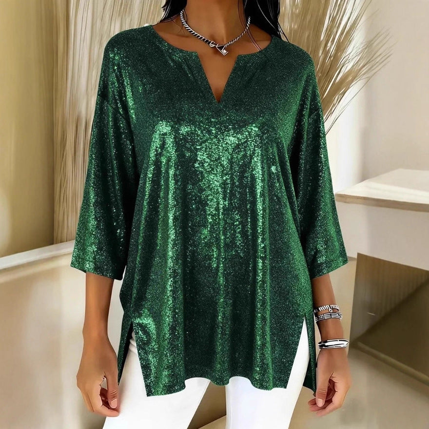 Independent Site Women's Shiny Christmas Long Sleeve Top