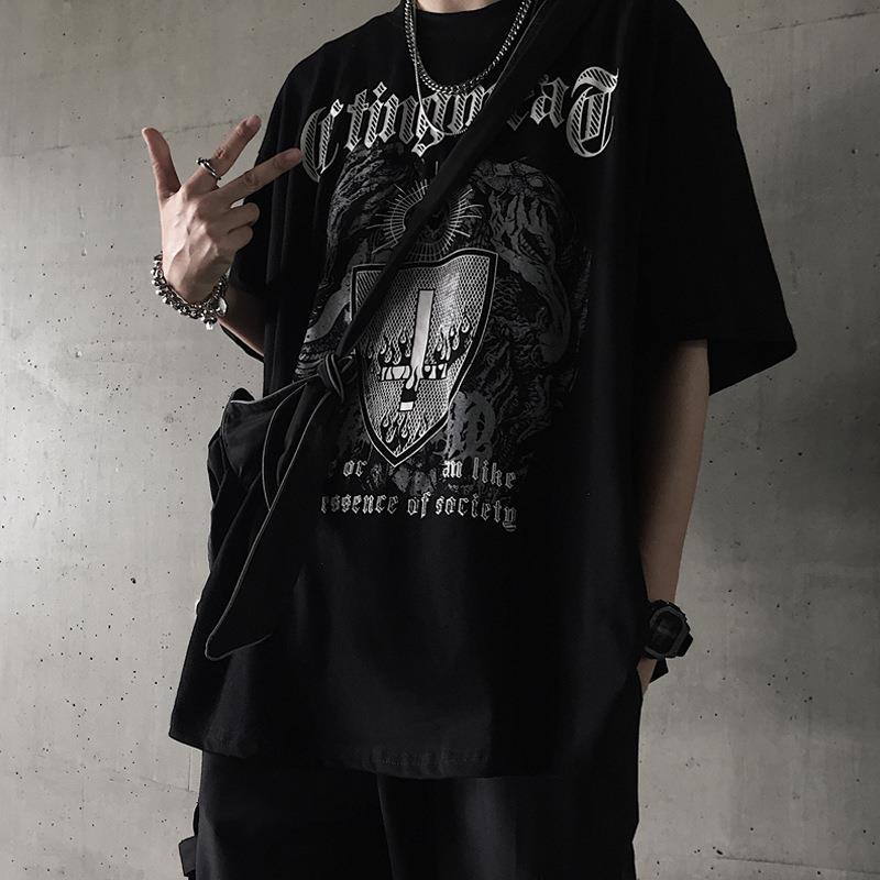 Summer Harajuku Style Short-sleeved Men's Fashion Brand Printing Half-sleeve