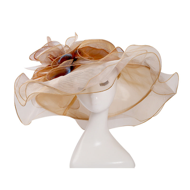 Ladies British European And American Style Multicolor Organza Hat