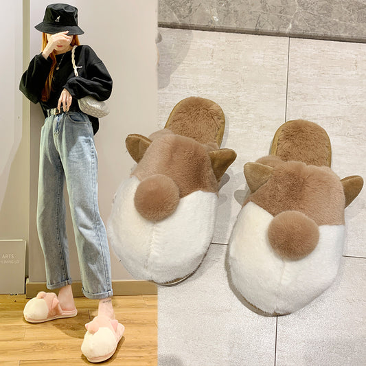 Indoor Warmth Cute Plush Japanese Plush Shoes Plus Velvet