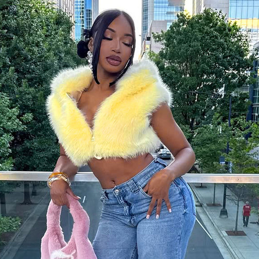 Zip-up Hooded Sleeveless Midriff-baring Spicy Girl Top Cropped Jacket