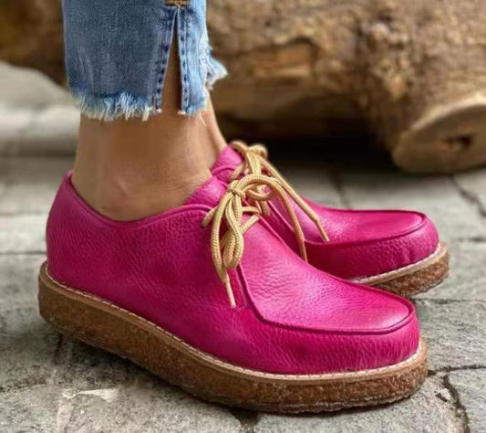 Pure Color Round Toe Pure Color Casual Platform Shoes
