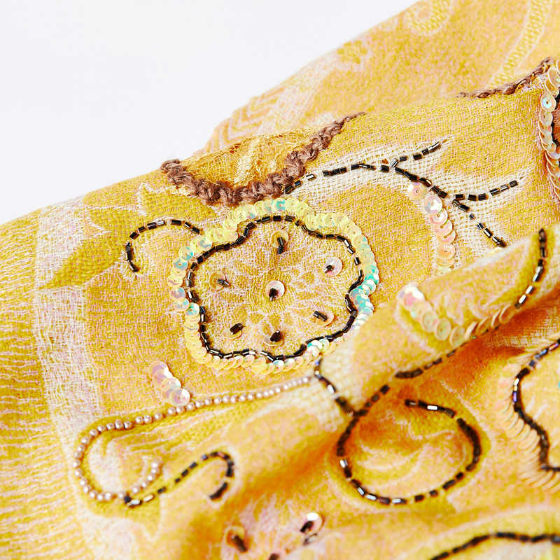 Handmade Beaded Embroidery Boiled Wool Scarf Shawl