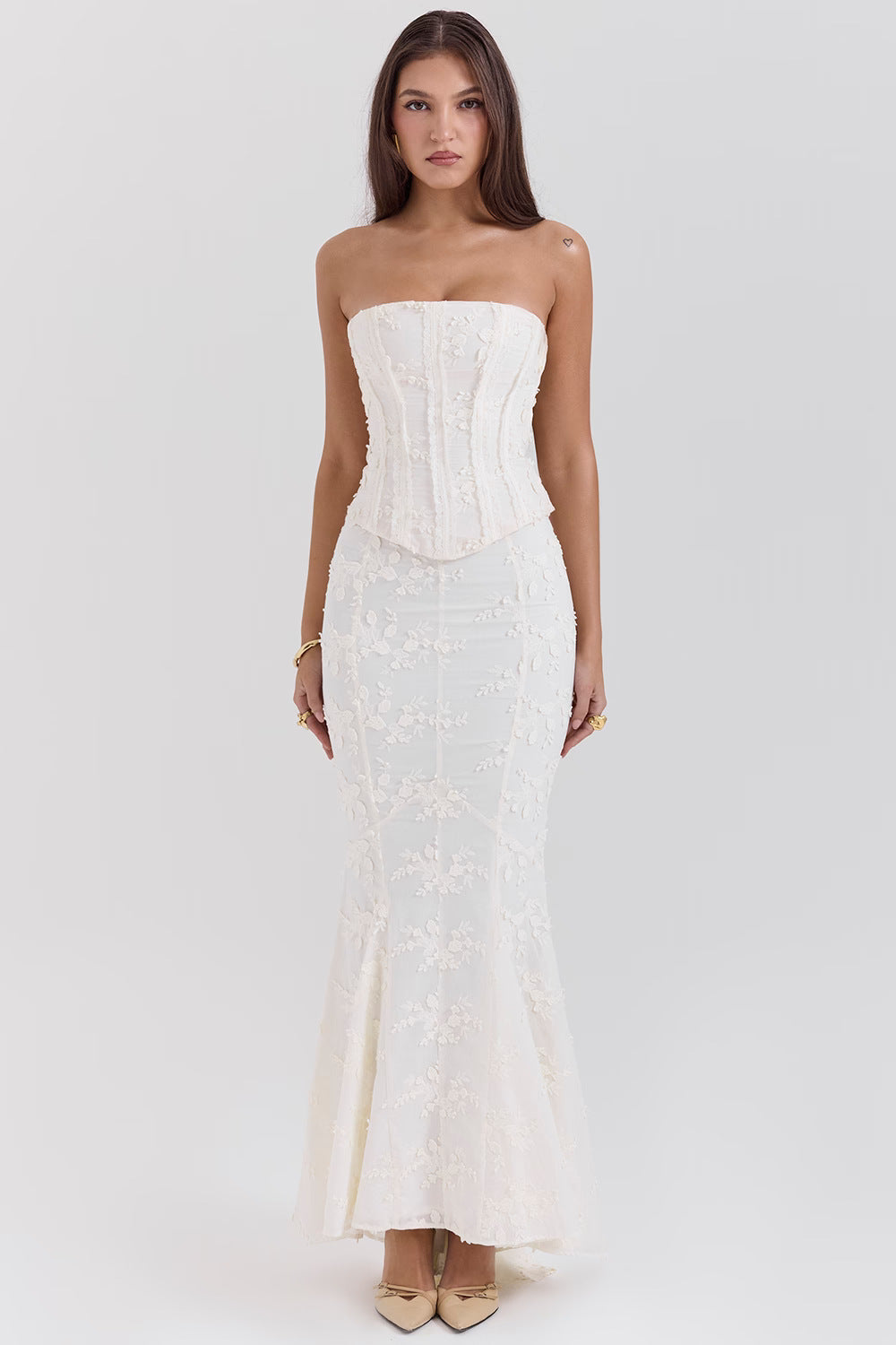 Figursyet Sexet Broderet Elegant Rørformet Minikjole