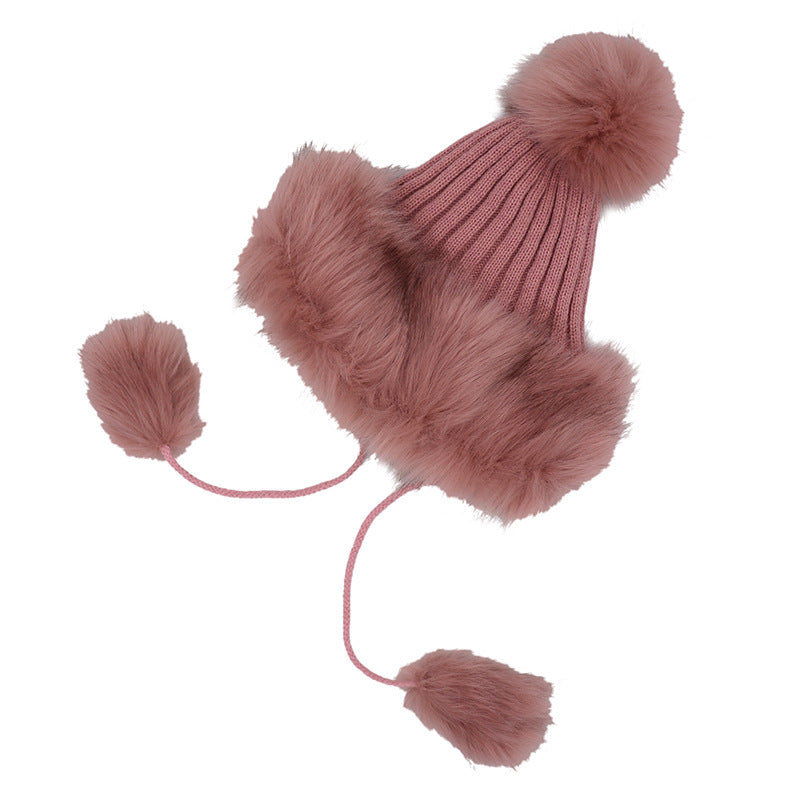Women's Temperament With A Hundred Plus Thickened Fur Ball Hat