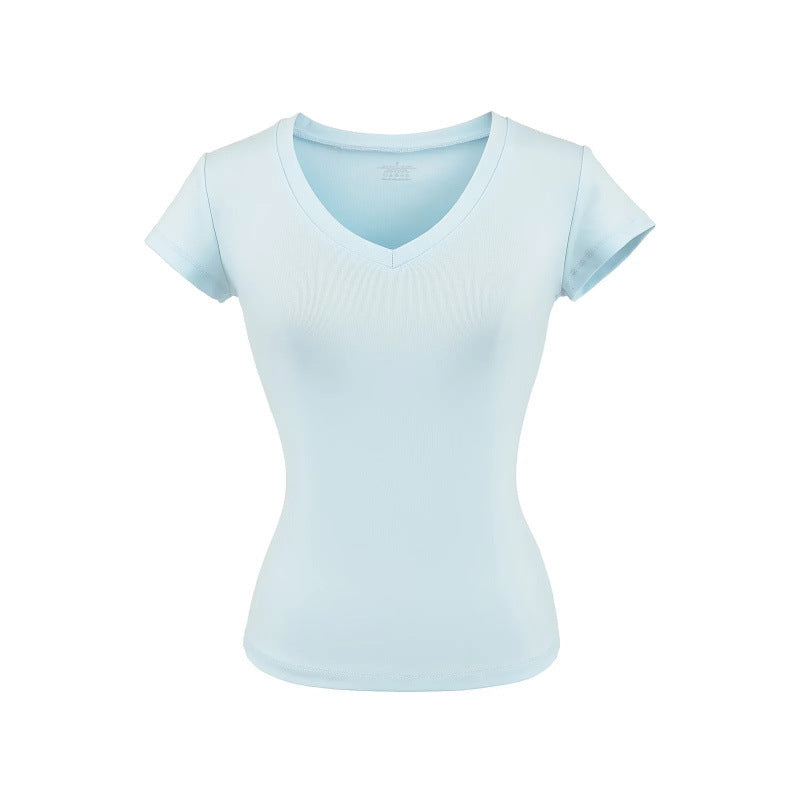 Silk Short-sleeved T-shirt Women's Short Waist-controlled Top