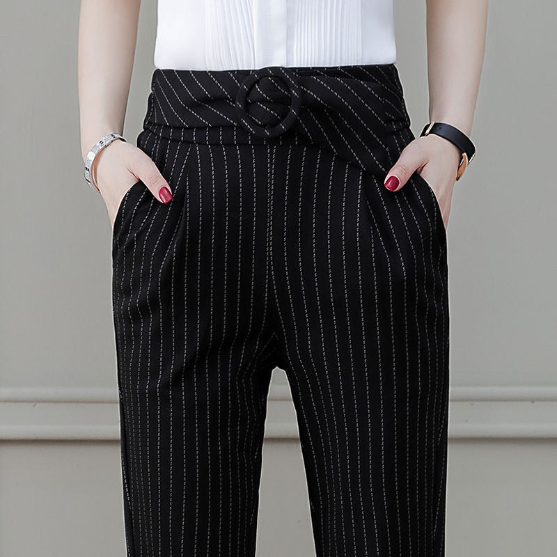 Stretch Thin Striped Professional Harem Pants Fashion All-match Casual Pants