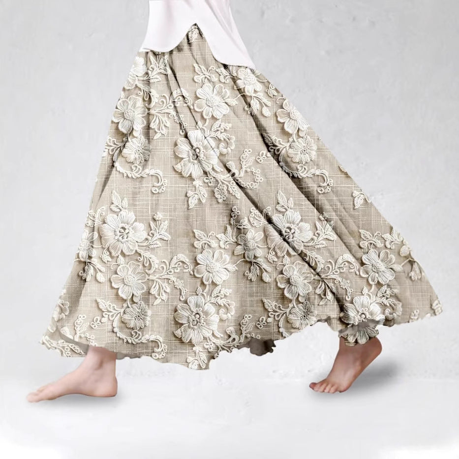 SpringSummer Fashion New Arrival Womens Big-Flared 3D Printed Skirt
