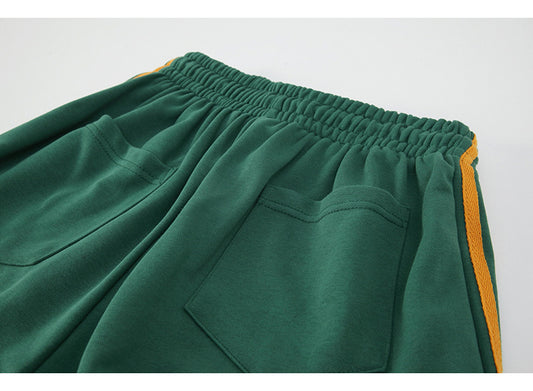 Green Mopping Wide Leg Stripes With A Loose And Drooping Feel