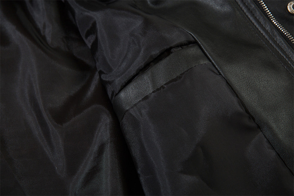 Letter Embroidery Pilot Leather Coat Men
