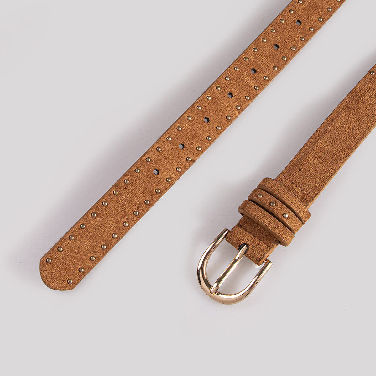 Suede Rivet Western Style Belt Simple Pin Buckle Female Claw Nail