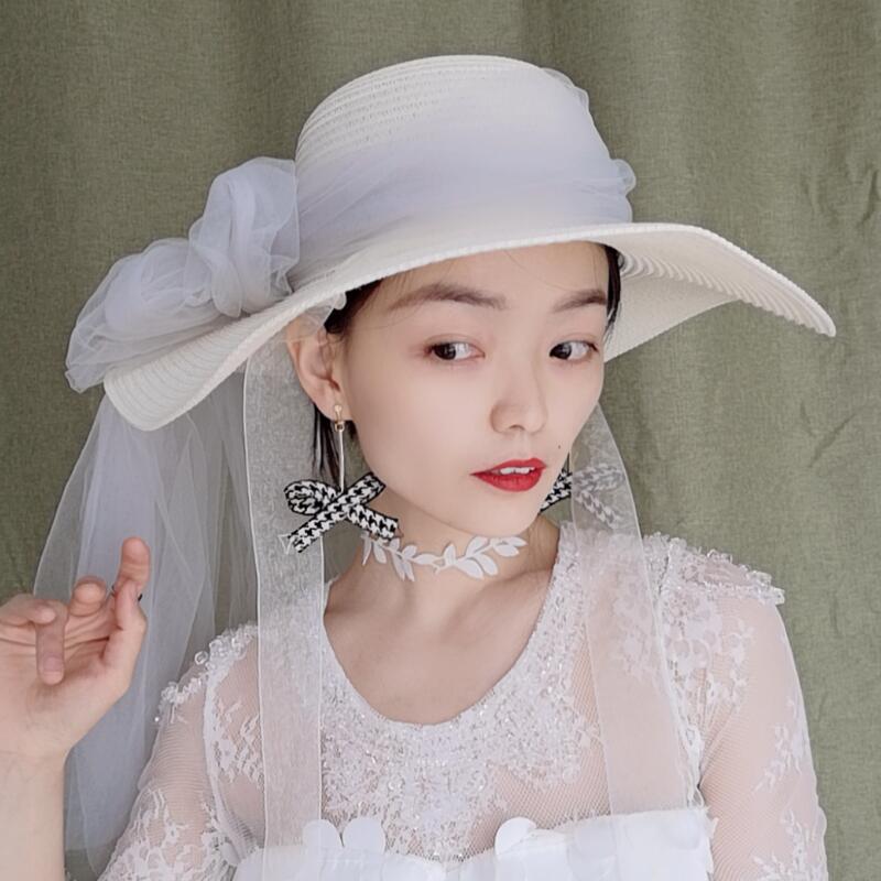 Women's Bow Exaggerated Mesh Hat