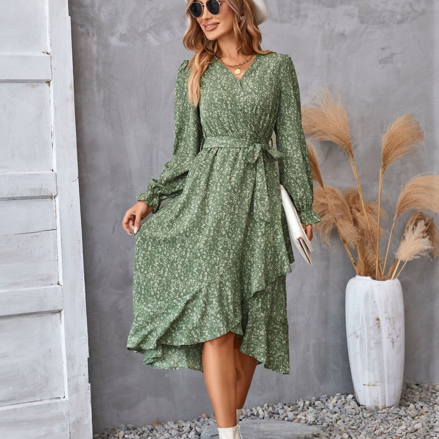 Printed AutumnWinter Long-Sleeve Dress For Women