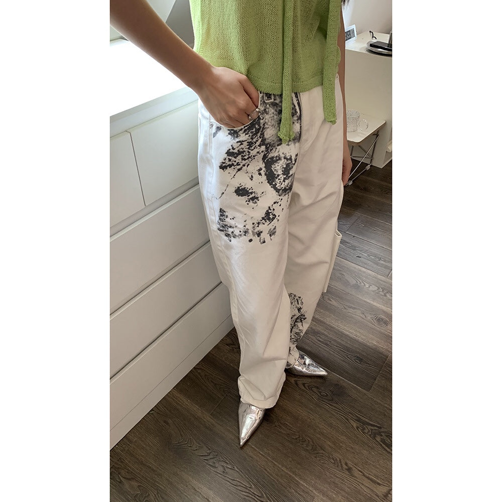 Women's Statement Ink Tie Dye Straight Jeans