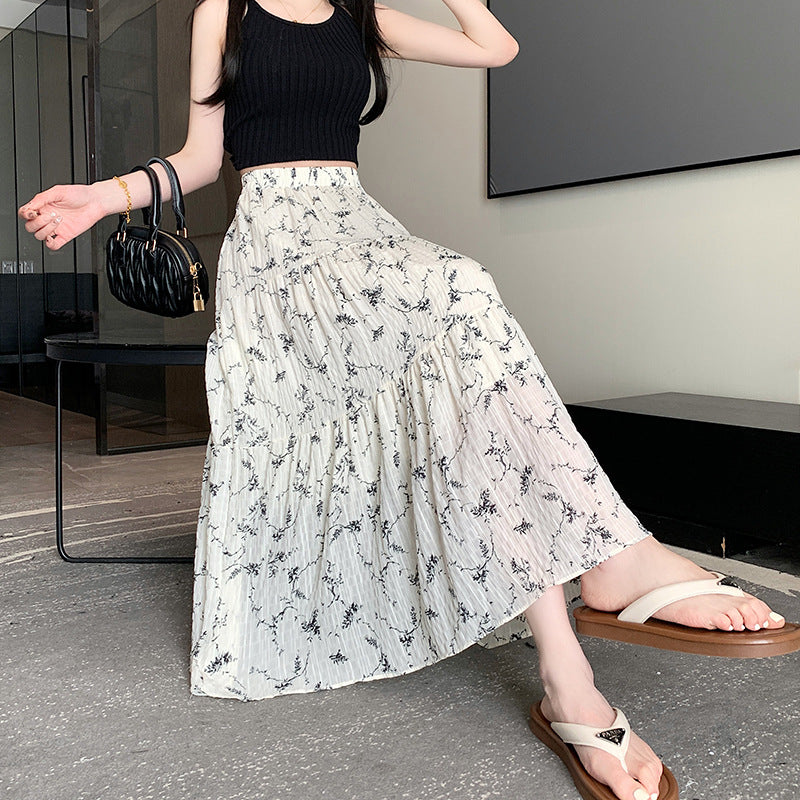 Women's Summer Casual French Retro Patchwork Floral Skirt