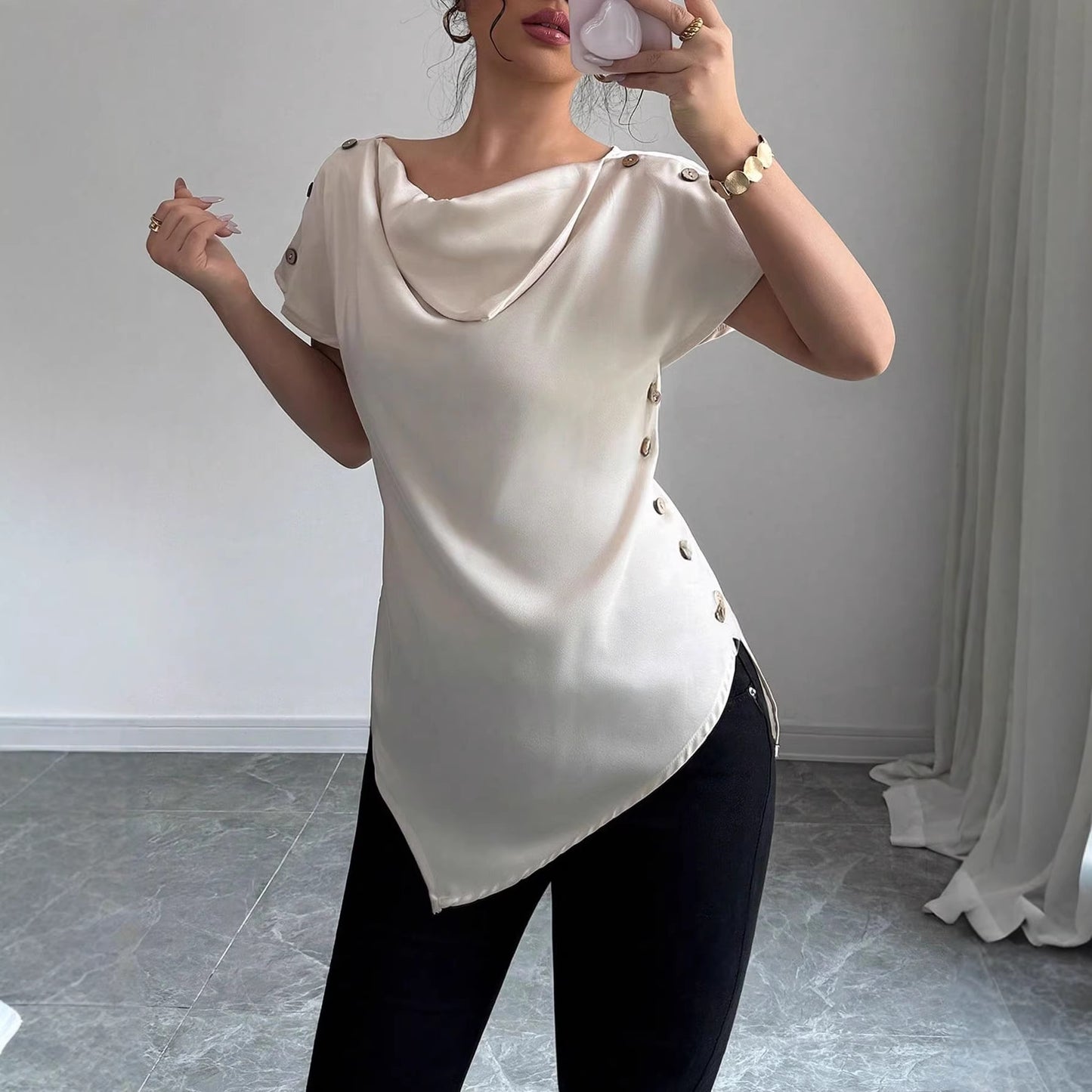 Stylish Womens Wide-neck Off-shoulder Sexy Top